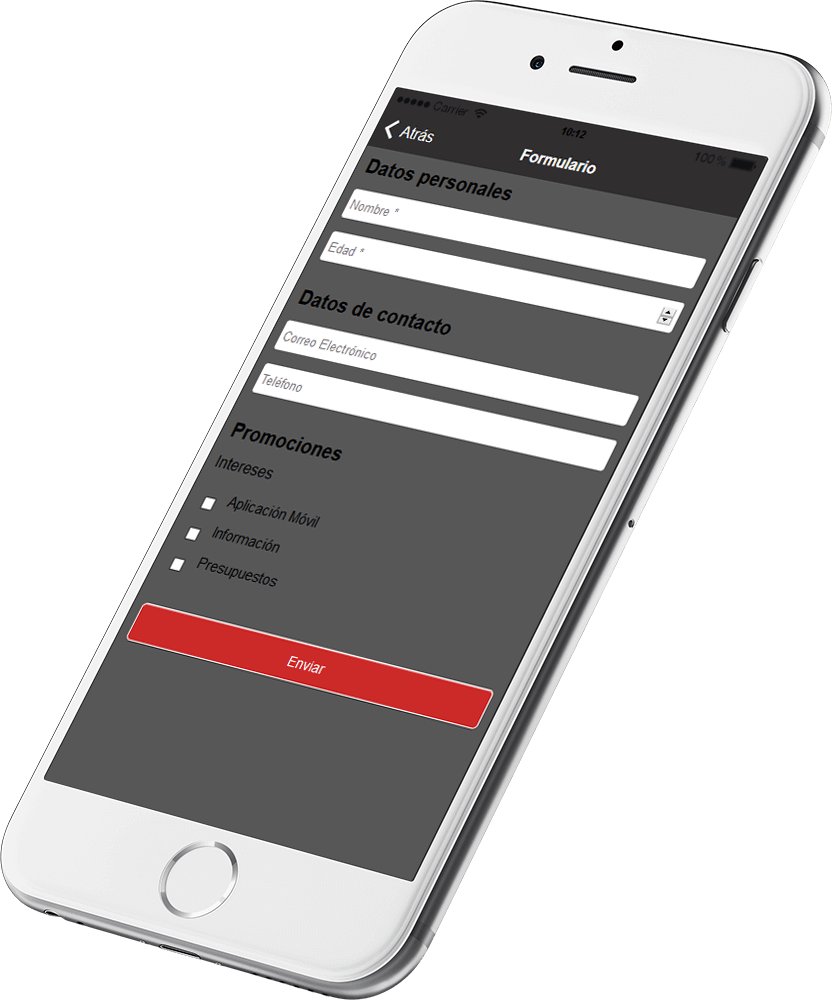 Función Formulario  en su aplicación movil para ios y android
